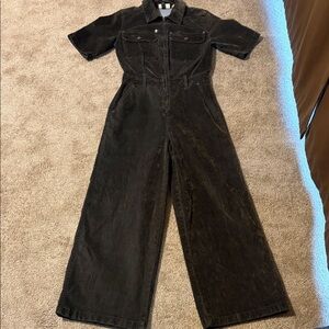Stylish Black Corduroy Jumpsuit